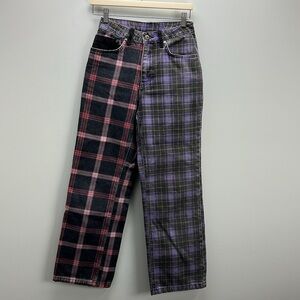 The Ragged Priest Mixed Plaid Jeans Black Red Purple Grunge 90s Womens Size 26